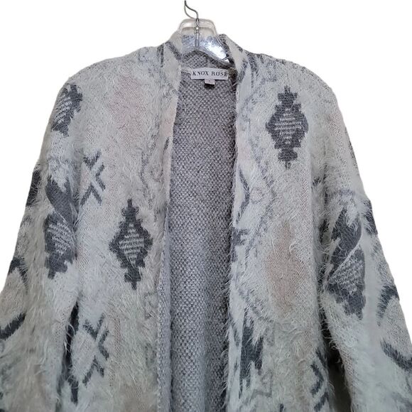 Knox Rose Cream Multicolored Printed Cardigan Sweater Sz Small - Picture 3 of 8